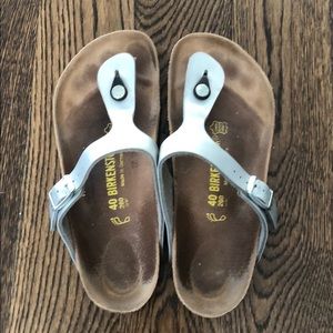Birkenstock Silver Gizeh Birko Flor size 40